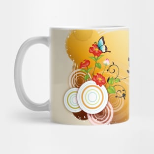 Floral buterfly orange Mug